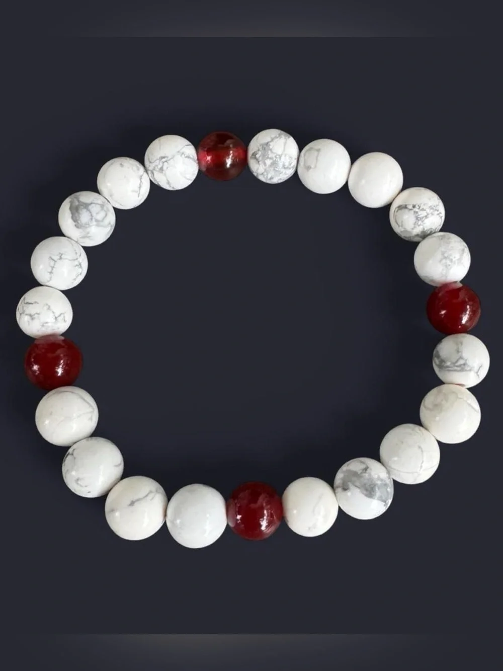 Carnelian Agate & Magnesite Gemstone Bead Bracelet 8mm